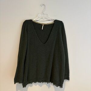 Free People Black V-Neck Sweater